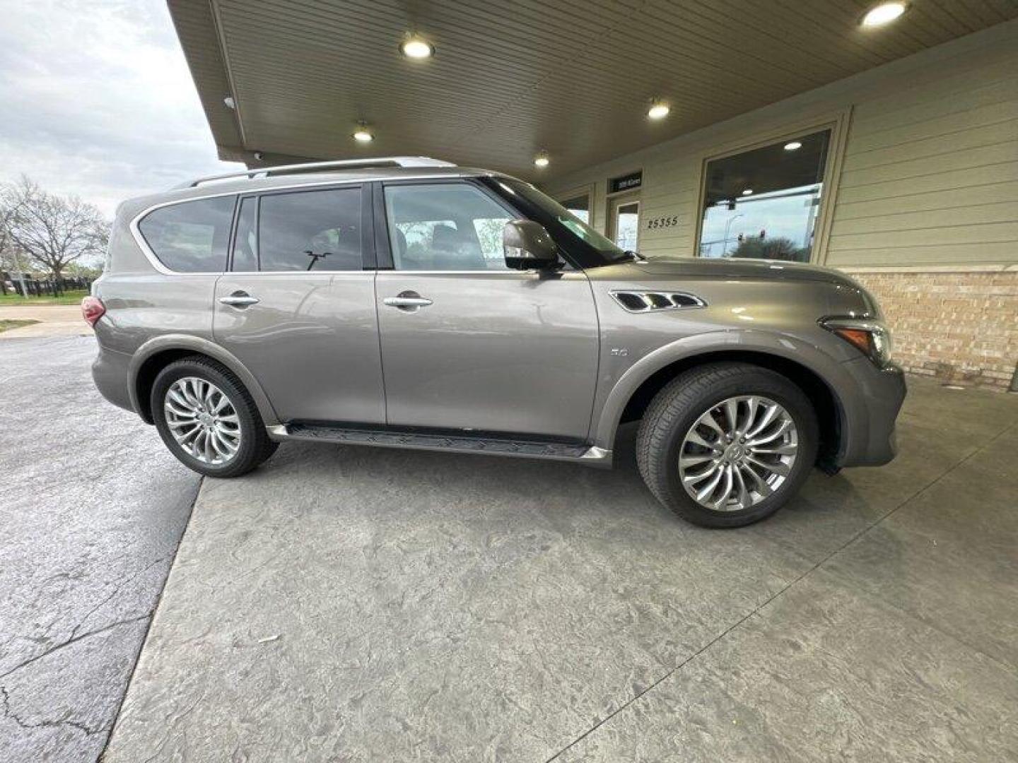 2015 Dark Currant Infiniti QX80 (JN8AZ2NE4F9) with an 5.6L V8 400hp 413ft. engine, Automatic transmission, located at 25355 Eames Street, Channahon, IL, 60410, (815) 467-1807, 41.429108, -88.228432 - Photo#1