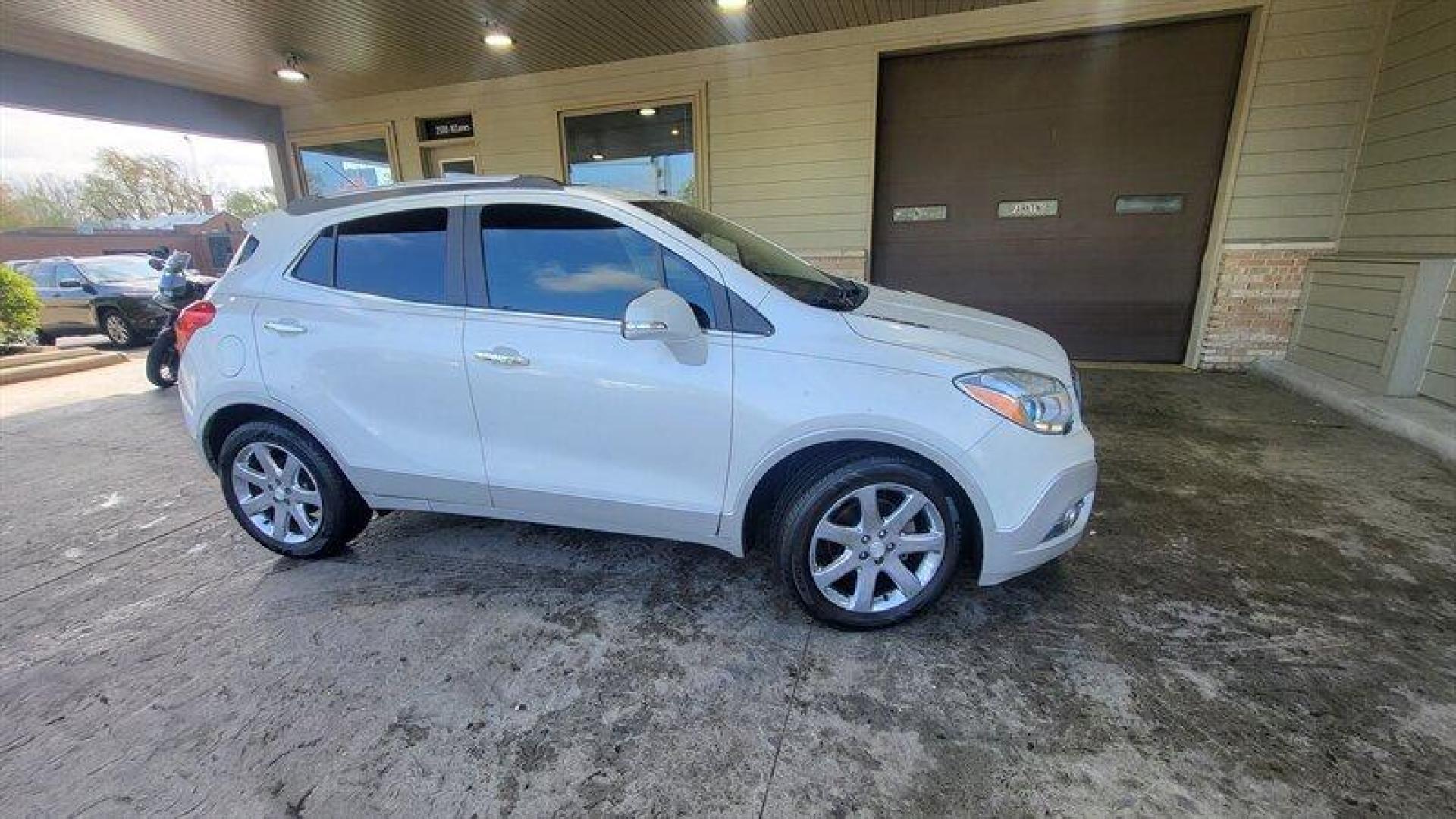 2016 Summit White/Dark Argent Metallic Buick Encore Premium (KL4CJDSB1GB) with an Ecotec 1.4L Turbo I4 138hp 148ft. lbs. engine, Automatic transmission, located at 25355 Eames Street, Channahon, IL, 60410, (815) 467-1807, 41.429108, -88.228432 - Looking for a car that's stylish, compact and packs a punch? Look no further than the 2016 Buick Encore Premium. This baby is powered by an Ecotec 1.4L Turbo I4 engine, boasting 138 horsepower and 148ft lbs. of torque. But let's talk about the factory default features, shall we? Buckle up, because - Photo#0