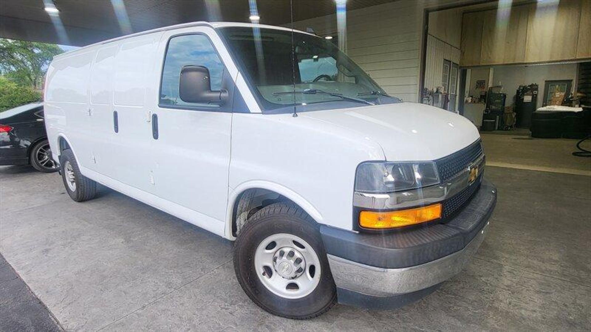 2019 Summit White Chevrolet Express Work Van Cargo (1GCWGBFG4K1) with an Vortec 6.0L Flex Fuel V8 341hp 373ft. lbs. engine, Automatic transmission, located at 25355 Eames Street, Channahon, IL, 60410, (815) 467-1807, 41.429108, -88.228432 - ** HARD TO FIND IN AN EXTENDED 155 INCH WHEELBASE AND 6.0 MOTOR. ** Introducing the 2019 Chevrolet Express Work Van Cargo, a powerful and reliable commercial vehicle designed to meet all your business needs. This van is powered by a Vortec 6.0L Flex Fuel V8 engine, which delivers an impressive 341 - Photo#0