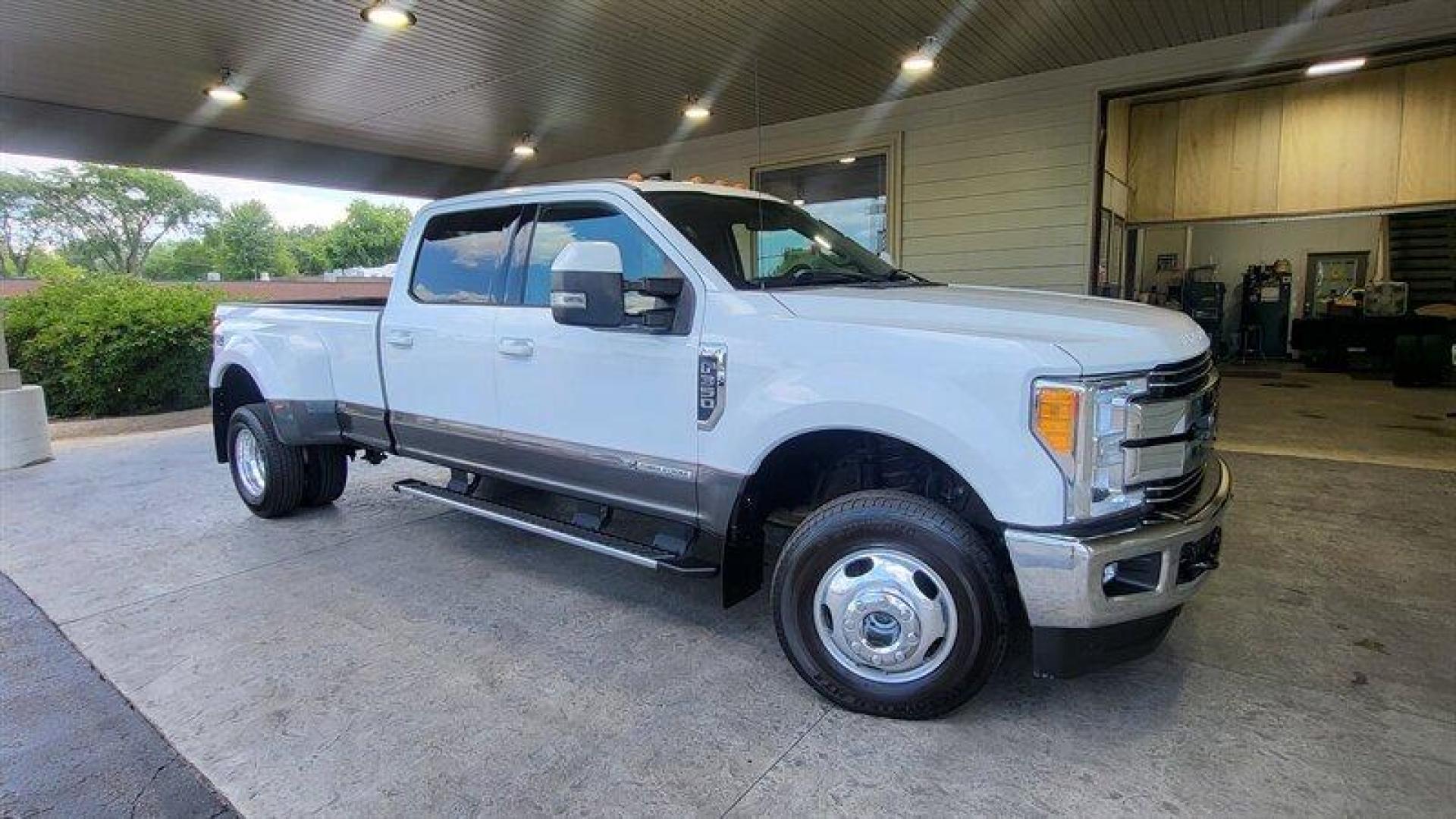 2017 White Platinum Metallic Tri-Coat Ford F-350 Lariat DRW (1FT8W3DT8HE) with an Power Stroke 6.7L Biodiesel Turbo V8 440hp 925ft. engine, Automatic transmission, located at 25355 Eames Street, Channahon, IL, 60410, (815) 467-1807, 41.429108, -88.228432 - Introducing the 2017 Ford F-350 Super Duty Lariat, a powerful and reliable pickup truck designed to handle any job. This particular model is equipped with a Power Stroke 6.7L Biodiesel Turbo V8 engine, delivering an impressive 440 horsepower and 925ft of torque. The exterior of this truck features - Photo#0