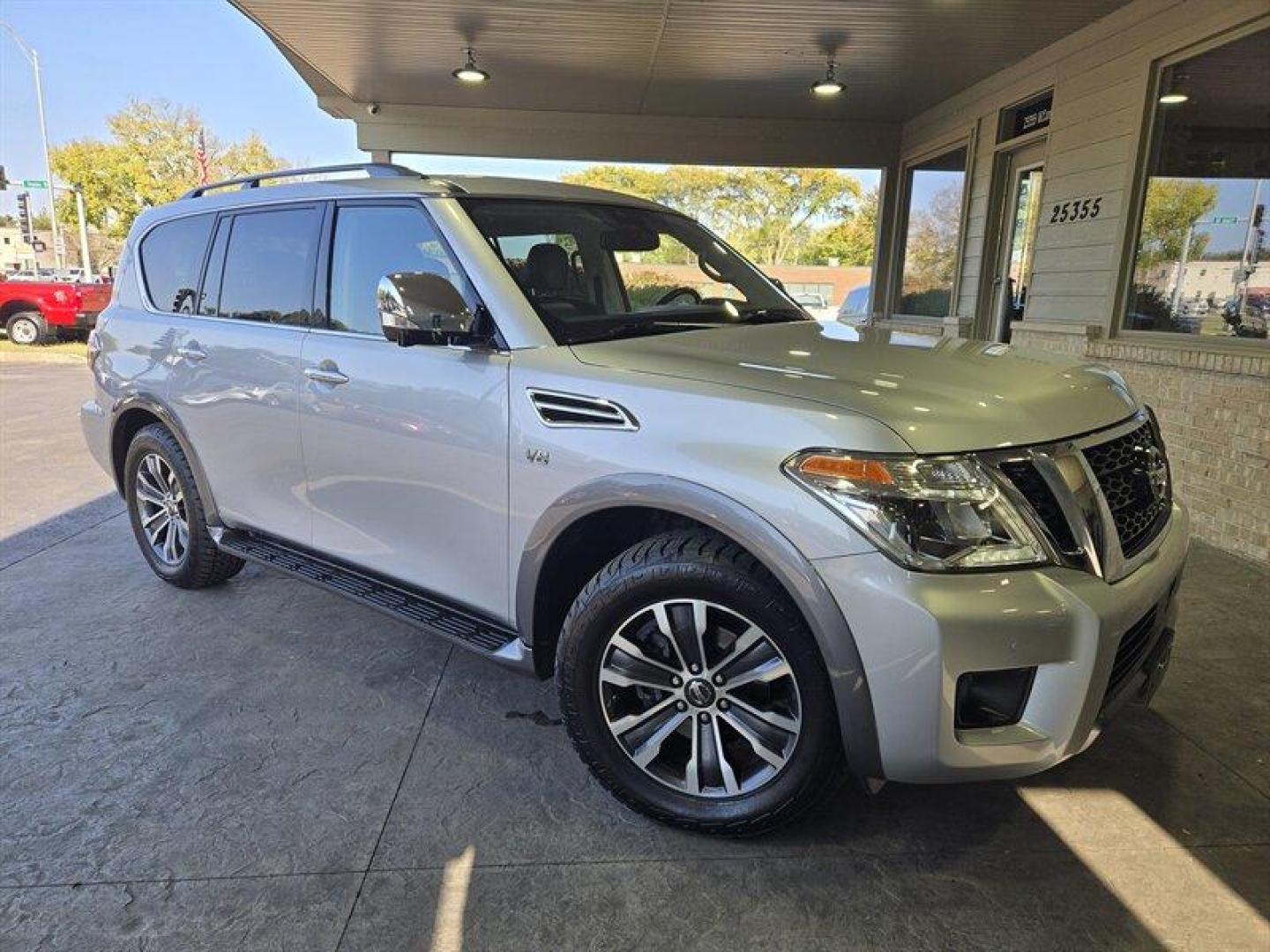 2019 Brilliant Silver Metallic Nissan Armada SL (JN8AY2NC0KX) with an 5.6L V8 390hp 394ft. lbs. engine, Automatic transmission, located at 25355 Eames Street, Channahon, IL, 60410, (815) 467-1807, 41.429108, -88.228432 - Introducing the 2019 Nissan Armada SV, a luxurious and powerful SUV that will take your driving experience to new heights! With its robust 5.6L V8 engine, producing a staggering 390 horsepower and 394 ft-lbs of torque, this vehicle is a true force to be reckoned with. But the Nissan Armada SV isn' - Photo#0