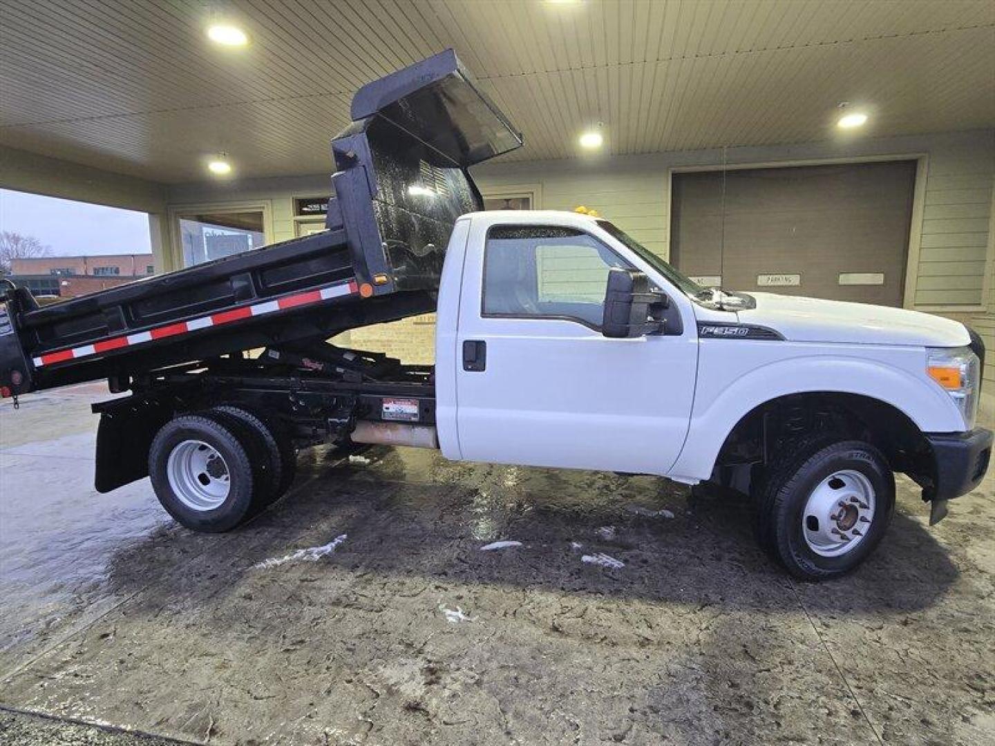 2015 White Ford F-350 XL DRW (1FDRF3H60FE) with an 6.2L Flex Fuel V8 385hp 405ft. lbs. engine, Automatic transmission, located at 25355 Eames Street, Channahon, IL, 60410, (815) 467-1807, 41.429108, -88.228432 - Just arrived will have more pictures after Service, Recon, and Detail. ** 9 Foot dump body, only 10,000 miles. ** Introducing the 2015 Ford F-350 Super Duty XL, a powerful and reliable pickup truck that can handle any job. This vehicle is powered by a 6.2L Flex Fuel V8 engine that delivers an impre - Photo#1