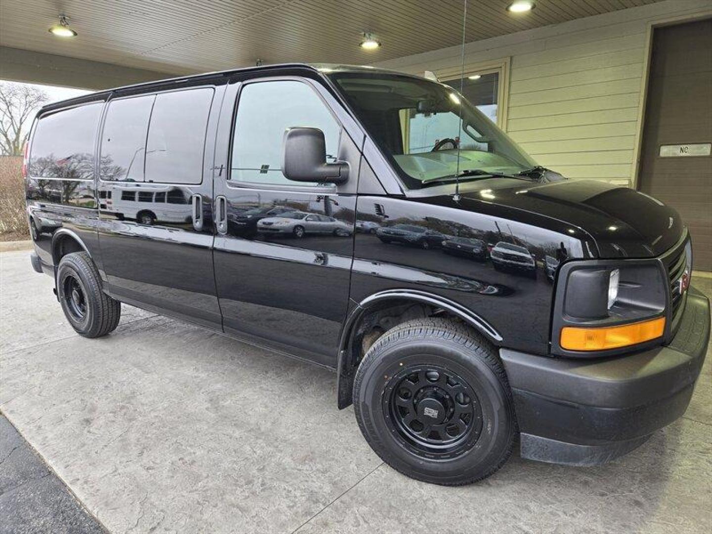 2017 Onyx Black GMC Savana Work Van (1GTW7AFG7H1) with an Vortec 6.0L Flex Fuel V8 342hp 373ft. lbs. engine, Automatic transmission, located at 25355 Eames Street, Channahon, IL, 60410, (815) 467-1807, 41.429108, -88.228432 - ** LOOK AT THE UPFIT IN THE CARGO AREA!!! REAR AC and HEAT, POWER INVERTER, DIAMOND PLATING AND MUCH MORE** Introducing a 2017 GMC Savana 2500 that is the perfect addition to any fleet. This vehicle is powered by a Vortec 6.0L Flex Fuel V8 engine that delivers 342 horsepower and 373 foot-pounds - Photo#0