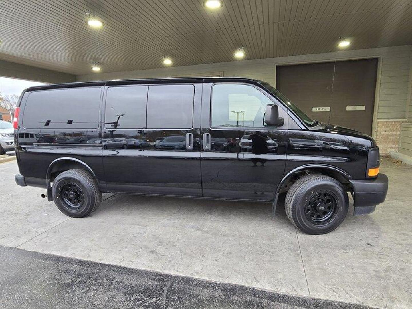 2017 Onyx Black GMC Savana Work Van (1GTW7AFG7H1) with an Vortec 6.0L Flex Fuel V8 342hp 373ft. lbs. engine, Automatic transmission, located at 25355 Eames Street, Channahon, IL, 60410, (815) 467-1807, 41.429108, -88.228432 - ** LOOK AT THE UPFIT IN THE CARGO AREA!!! REAR AC and HEAT, POWER INVERTER, DIAMOND PLATING AND MUCH MORE** Introducing a 2017 GMC Savana 2500 that is the perfect addition to any fleet. This vehicle is powered by a Vortec 6.0L Flex Fuel V8 engine that delivers 342 horsepower and 373 foot-pounds - Photo#1