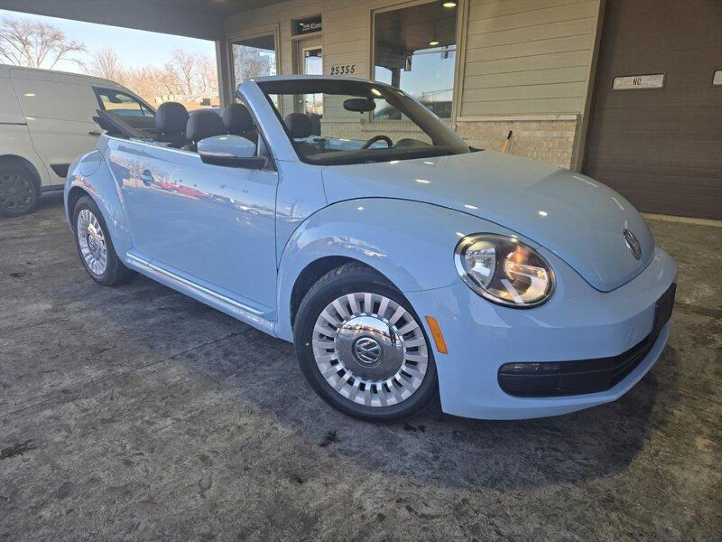 2015 Denim Blue Volkswagen Beetle Convertible 1.8T (3VW517AT5FM) with an 1.8L Turbo I4 170hp 184ft. lbs. PZEV engine, TipTronic transmission, located at 25355 Eames Street, Channahon, IL, 60410, (815) 467-1807, 41.429108, -88.228432 - Looking for a thrilling ride that combines style, performance, and efficiency? Look no further than the 2015 Volkswagen Beetle Convertible 1.8T PZEV! This powerhouse is equipped with a 1.8L Turbo I4 engine that delivers a jaw-dropping 170 horsepower and 184 foot-pounds of torque, giving you the powe - Photo#0