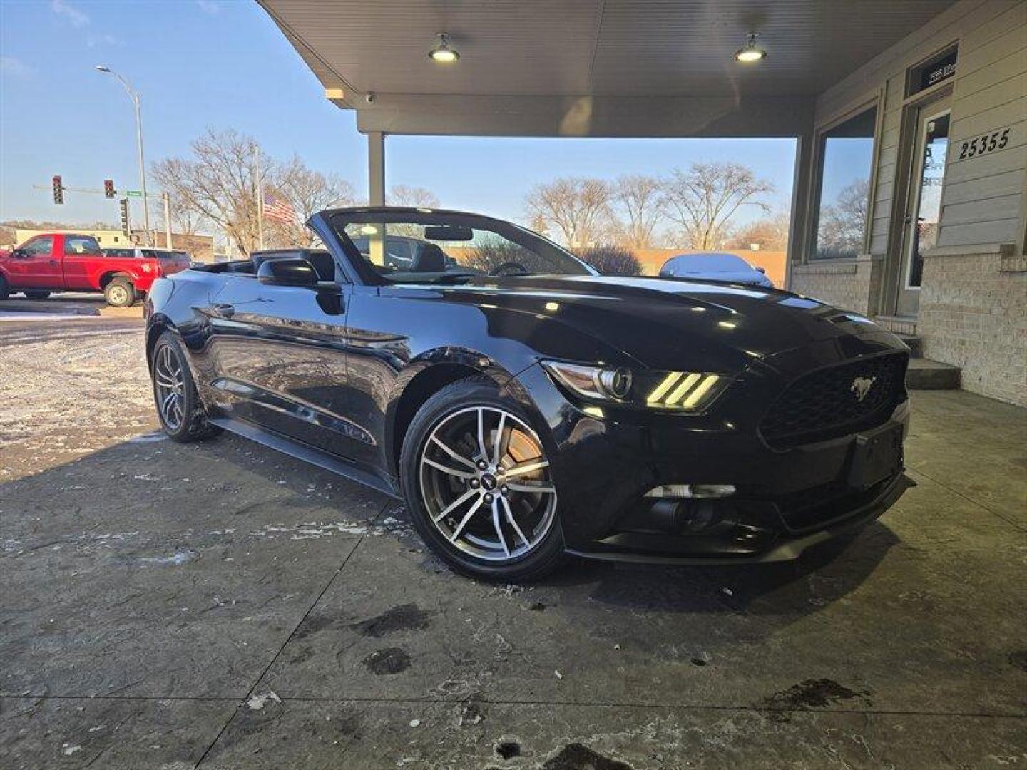 2015 Black Ford Mustang EcoBoost Premium (1FATP8UH1F5) with an EcoBoost 2.3L Turbo I4 310hp 320ft. lbs. engine, Automatic transmission, located at 25355 Eames Street, Channahon, IL, 60410, (815) 467-1807, 41.429108, -88.228432 - Introducing a stunning 2015 Ford Mustang EcoBoost Premium, featuring a powerful EcoBoost 2.3L Turbo I4 310hp 320ft. lbs. engine. This vehicle is a perfect blend of performance and style. The exterior of this Mustang is coated in a classic Black color, while the interior is clad in Raven Black, givin - Photo#0