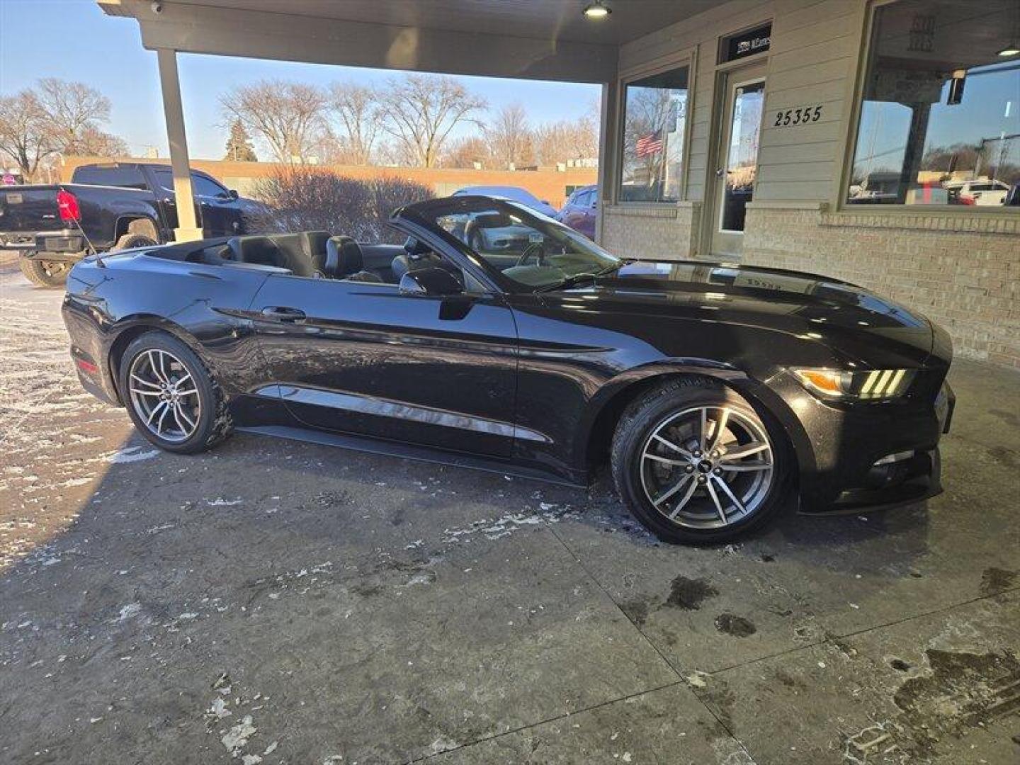 2015 Black Ford Mustang EcoBoost Premium (1FATP8UH1F5) with an EcoBoost 2.3L Turbo I4 310hp 320ft. lbs. engine, Automatic transmission, located at 25355 Eames Street, Channahon, IL, 60410, (815) 467-1807, 41.429108, -88.228432 - Introducing a stunning 2015 Ford Mustang EcoBoost Premium, featuring a powerful EcoBoost 2.3L Turbo I4 310hp 320ft. lbs. engine. This vehicle is a perfect blend of performance and style. The exterior of this Mustang is coated in a classic Black color, while the interior is clad in Raven Black, givin - Photo#1