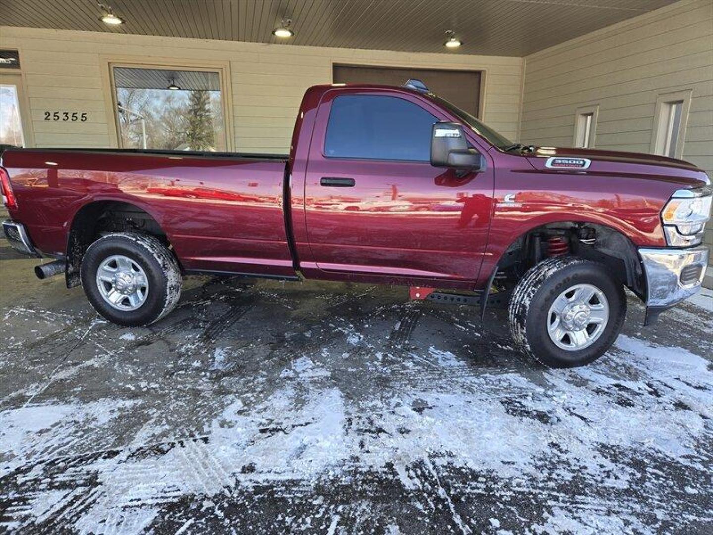 2023 Delmonico Red Pearl Coat RAM 3500 Tradesman (3C63R3AL6PG) with an Cummins 6.7L Diesel Turbo I6 370hp 850ft. lbs. engine, 6Speed Shiftable Au transmission, located at 25355 Eames Street, Channahon, IL, 60410, (815) 467-1807, 41.429108, -88.228432 - ** HARD TO FIND REG CAB 4X4 DIESEL, TONS OF AFTERMARKET UPGRADES. ** Presenting the 2023 RAM 3500 Tradesman in striking Delmonico Red Pearl Coat exterior paint and a refined Black interior. This robust truck is equipped with a formidable Cummins 6.7L Diesel Turbo I6 engine, delivering 370hp and an i - Photo#2