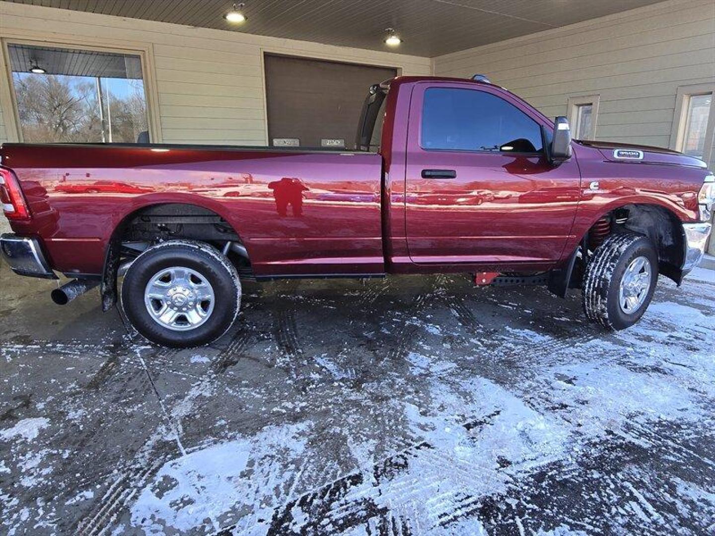 2023 Delmonico Red Pearl Coat RAM 3500 Tradesman (3C63R3AL6PG) with an Cummins 6.7L Diesel Turbo I6 370hp 850ft. lbs. engine, 6Speed Shiftable Au transmission, located at 25355 Eames Street, Channahon, IL, 60410, (815) 467-1807, 41.429108, -88.228432 - ** HARD TO FIND REG CAB 4X4 DIESEL, TONS OF AFTERMARKET UPGRADES. ** Presenting the 2023 RAM 3500 Tradesman in striking Delmonico Red Pearl Coat exterior paint and a refined Black interior. This robust truck is equipped with a formidable Cummins 6.7L Diesel Turbo I6 engine, delivering 370hp and an i - Photo#3